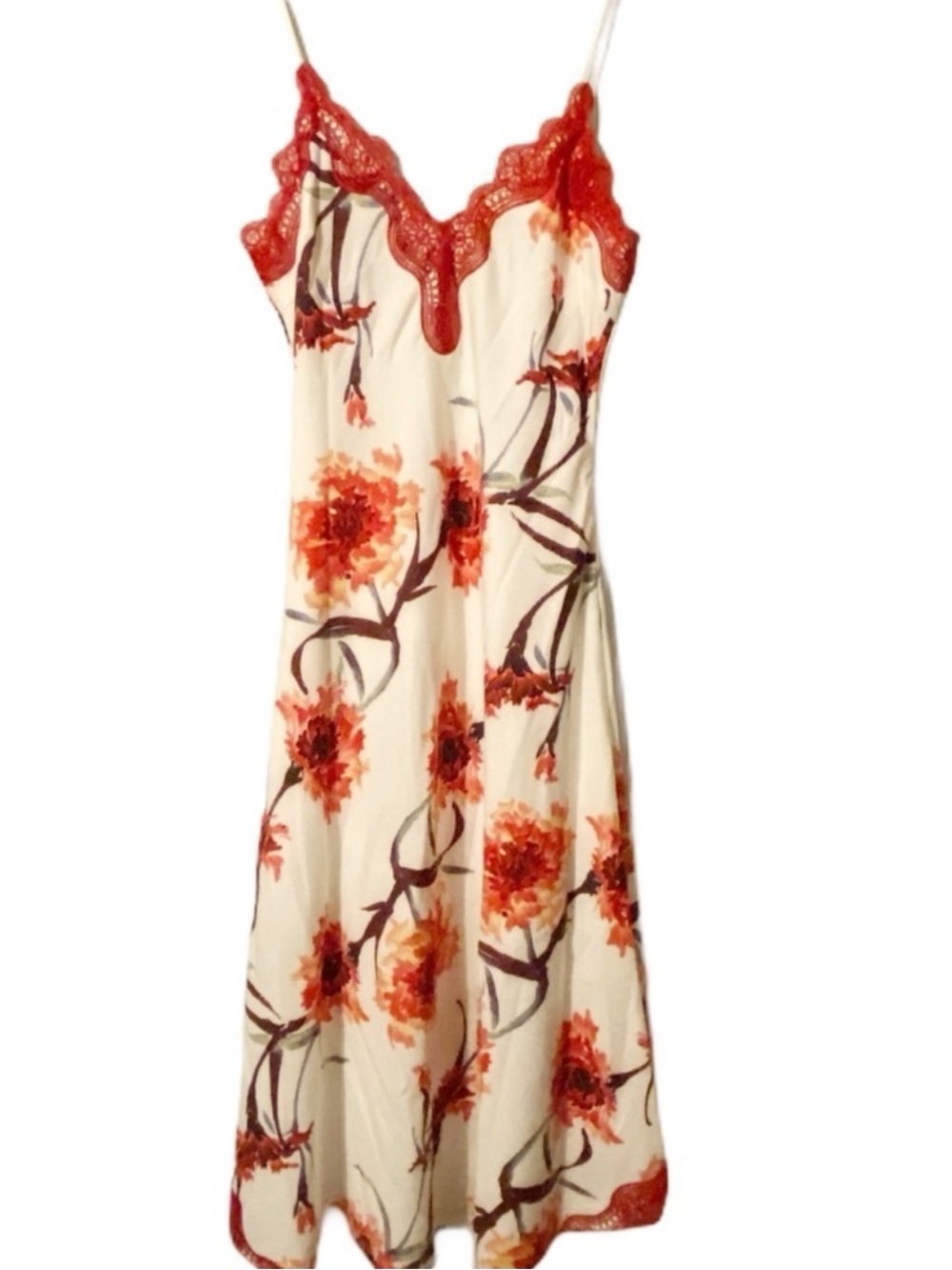 Foxiedox Floral Lace Trim Slip Dress Y2K Fairy Grunge Coquette Romantic S